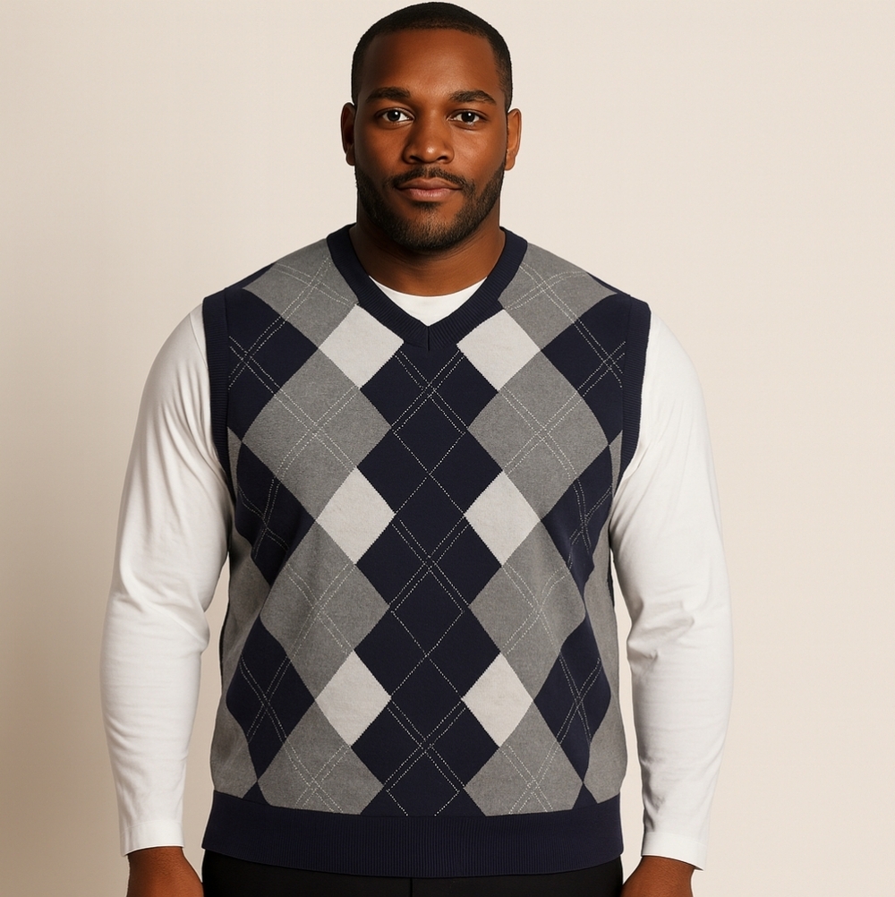 Harbor Bay Mens Argyle Sweater Vest 3XL 100% Cotton ClassicTimeless Style Preppy
